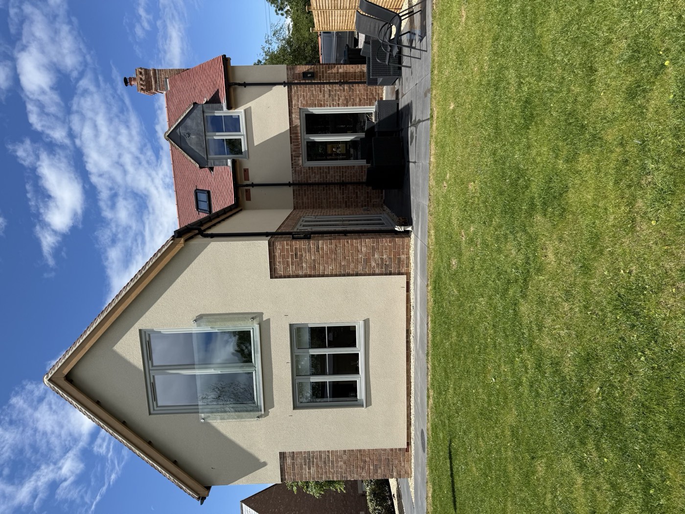 Completed cottage — rear elevation