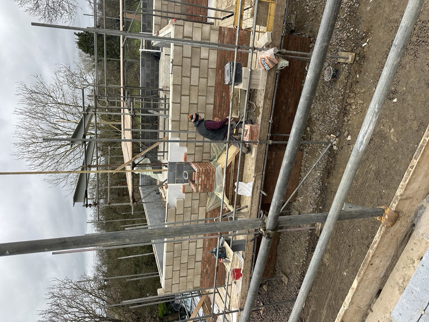 Construction progressing to second floor level