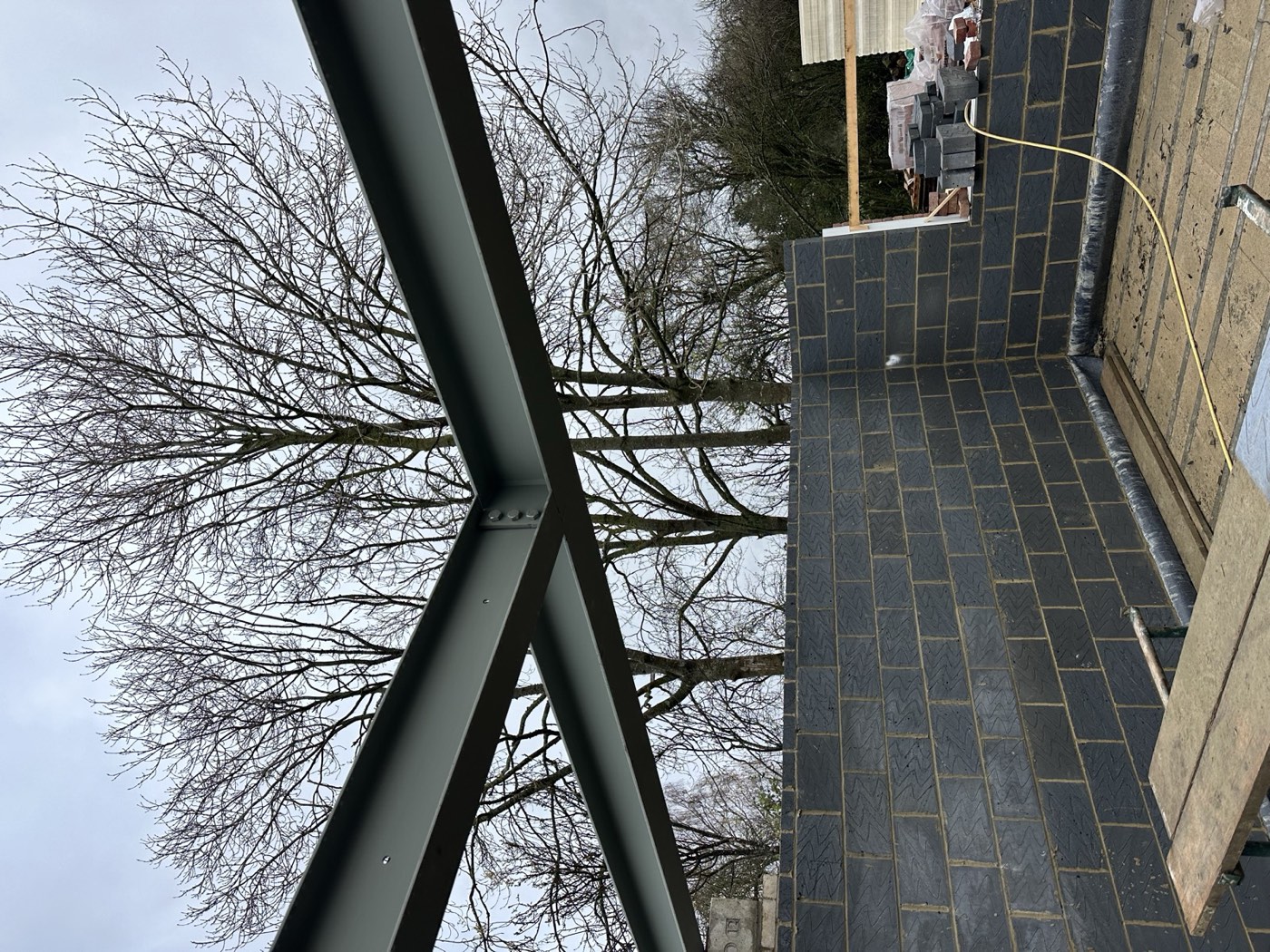 Structural steel beams installed
