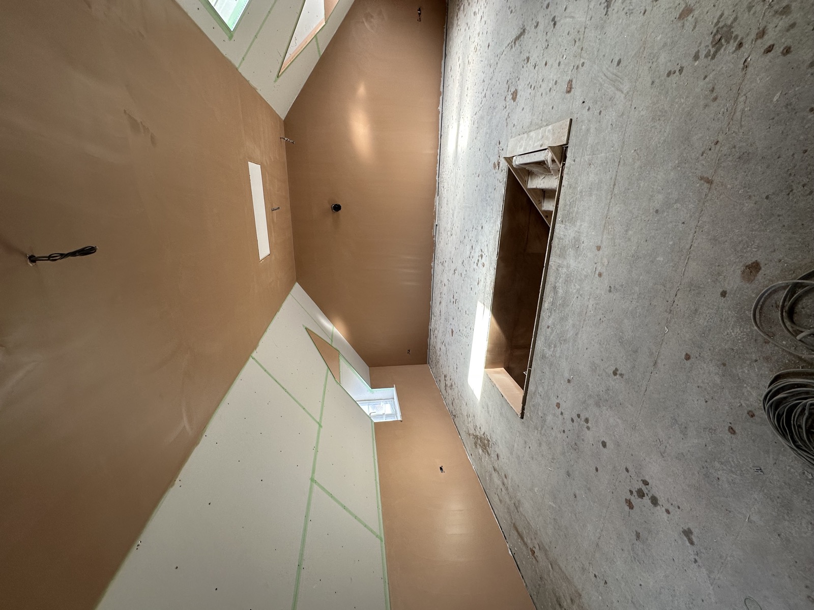Plastered vaulted ceiling in master bedroom